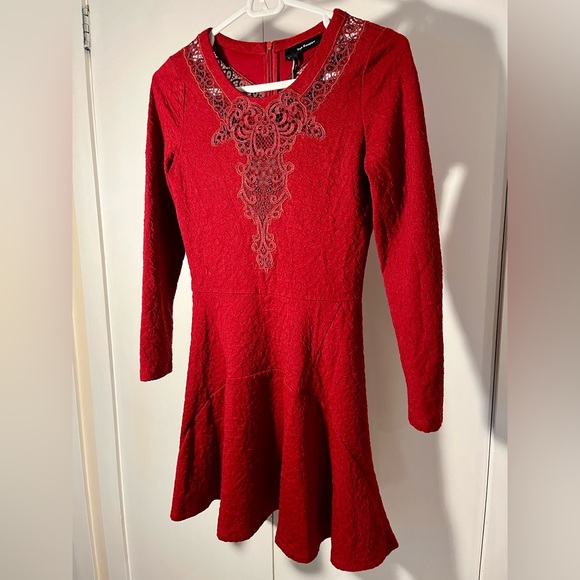 Women's Red Dentelle Lace A-Line Dress By The Kooples. Size S - Picture 2 of 5